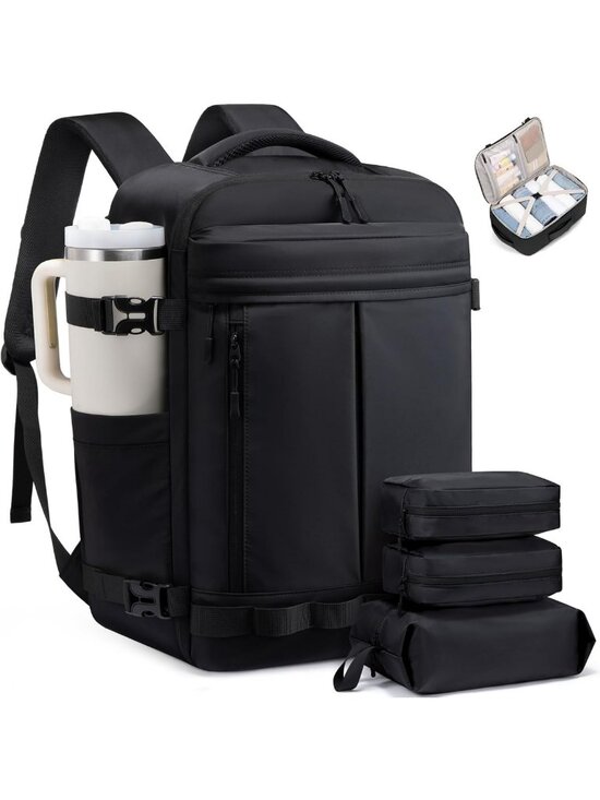 Spacious 50L Travel Backpack, Airline Approved Carry-On, Waterproof, Fits 17